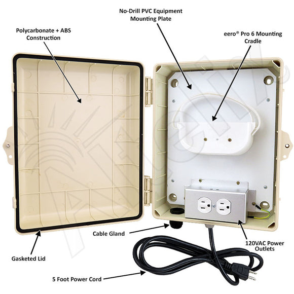 Altelix WiFi Enclosure for Amazon eero¬Æ Pro 6 and Pro 6E with 120VAC Outlet and Power Cord