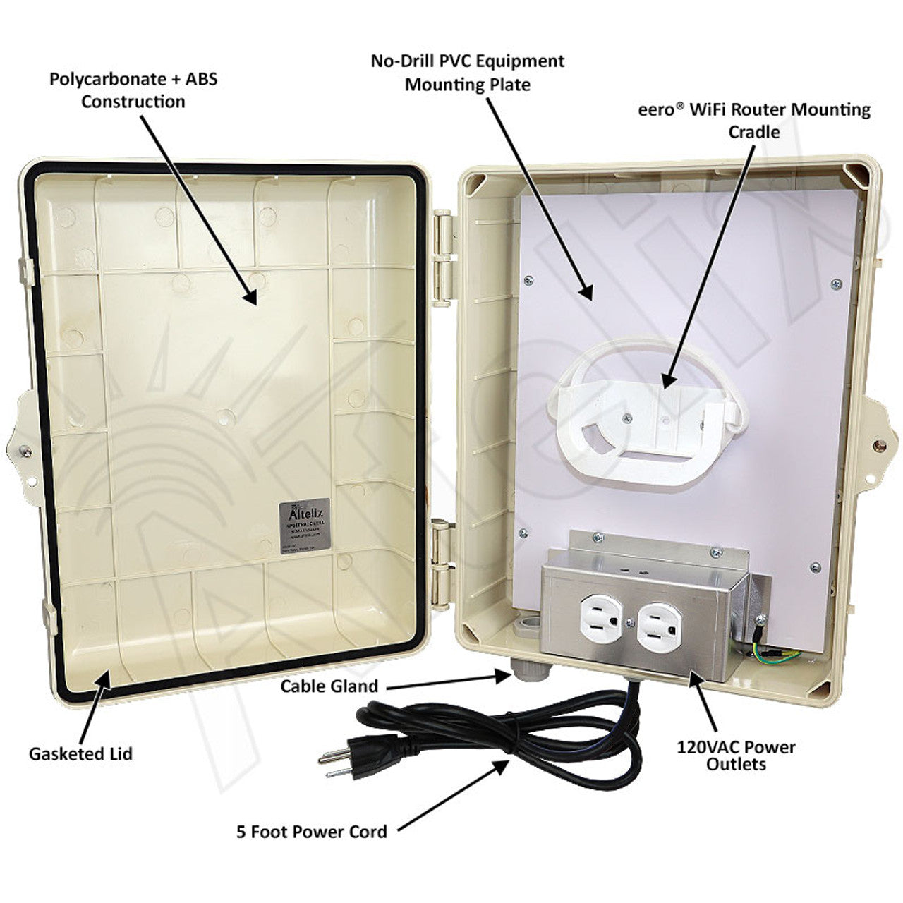 Altelix WiFi Enclosure for Amazon eero® Router with 120VAC Outlet and Power Cord