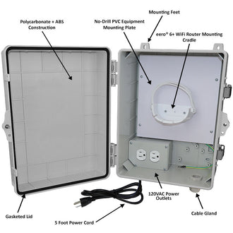 Altelix WiFi Enclosure for Amazon eero® 6+ Mesh Wi-Fi 6 Router with 120VAC Outlet and Power Cord