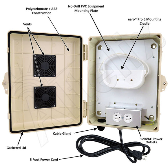 Altelix Weatherproof Vented WiFi Enclosure for Amazon eero¬Æ Pro 6 and Pro 6E with 120VAC Outlet and Power Cord