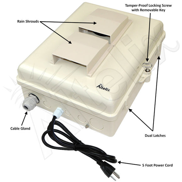 Altelix Weatherproof Vented WiFi Enclosure for Amazon eero® Router with 120VAC Outlet and Power Cord