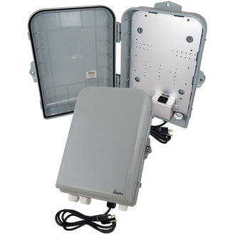 Altelix 15x10x5 NEMA 4X Polycarbonate + ABS Weatherproof Enclosure with Aluminum Mounting Plate, 120 VAC Outlet & Power Cord