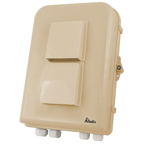 Altelix 15x10x5 Polycarbonate + ABS Vented Weatherproof Enclosure with Cooling Fan, 120 VAC Outlet & Power Cord