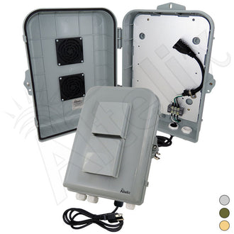 Altelix 15x10x5 Polycarbonate + ABS Vented Weatherproof Enclosure with Aluminum Mounting Plate, 120 VAC 3-Prong Power Plug & Power Cord