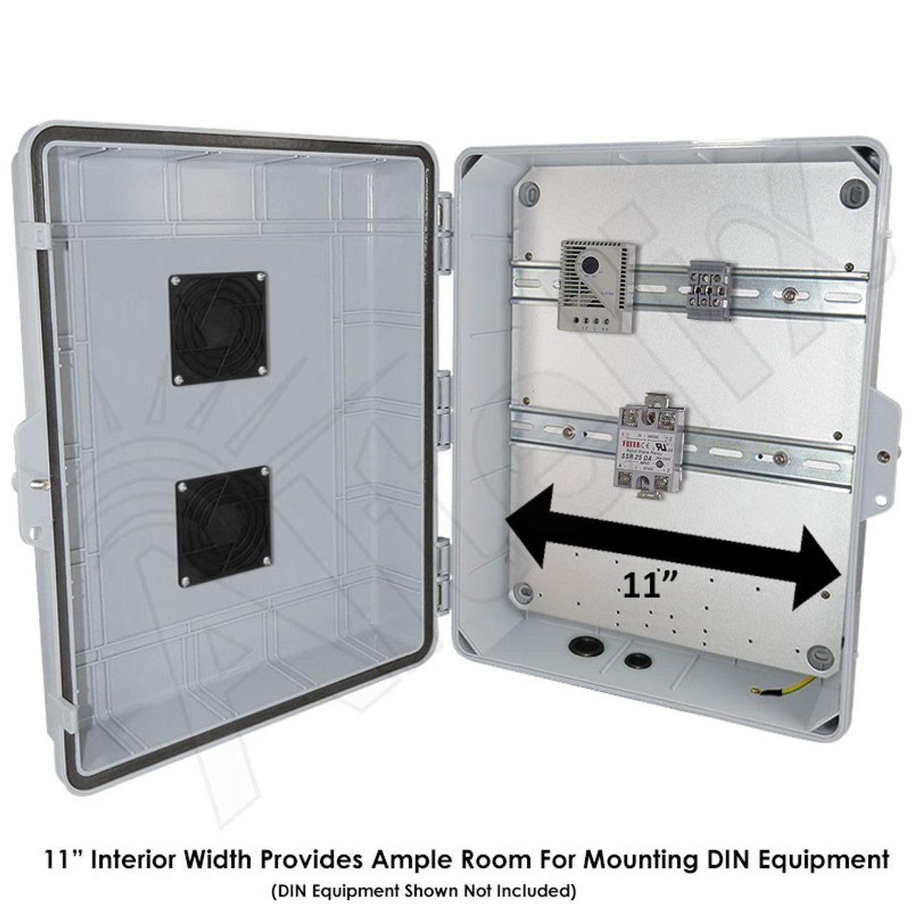 Altelix 17x14x6 Vented DIN Rail Polycarbonate + ABS Weatherproof NEMA Enclosure