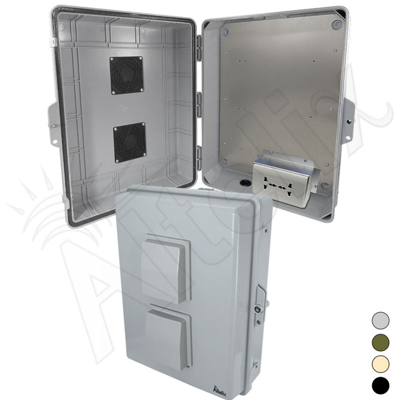 Altelix 17x14x6 Vented Polycarbonate + ABS Weatherproof NEMA Enclosure with 100-240 VAC Universal Power Outlet