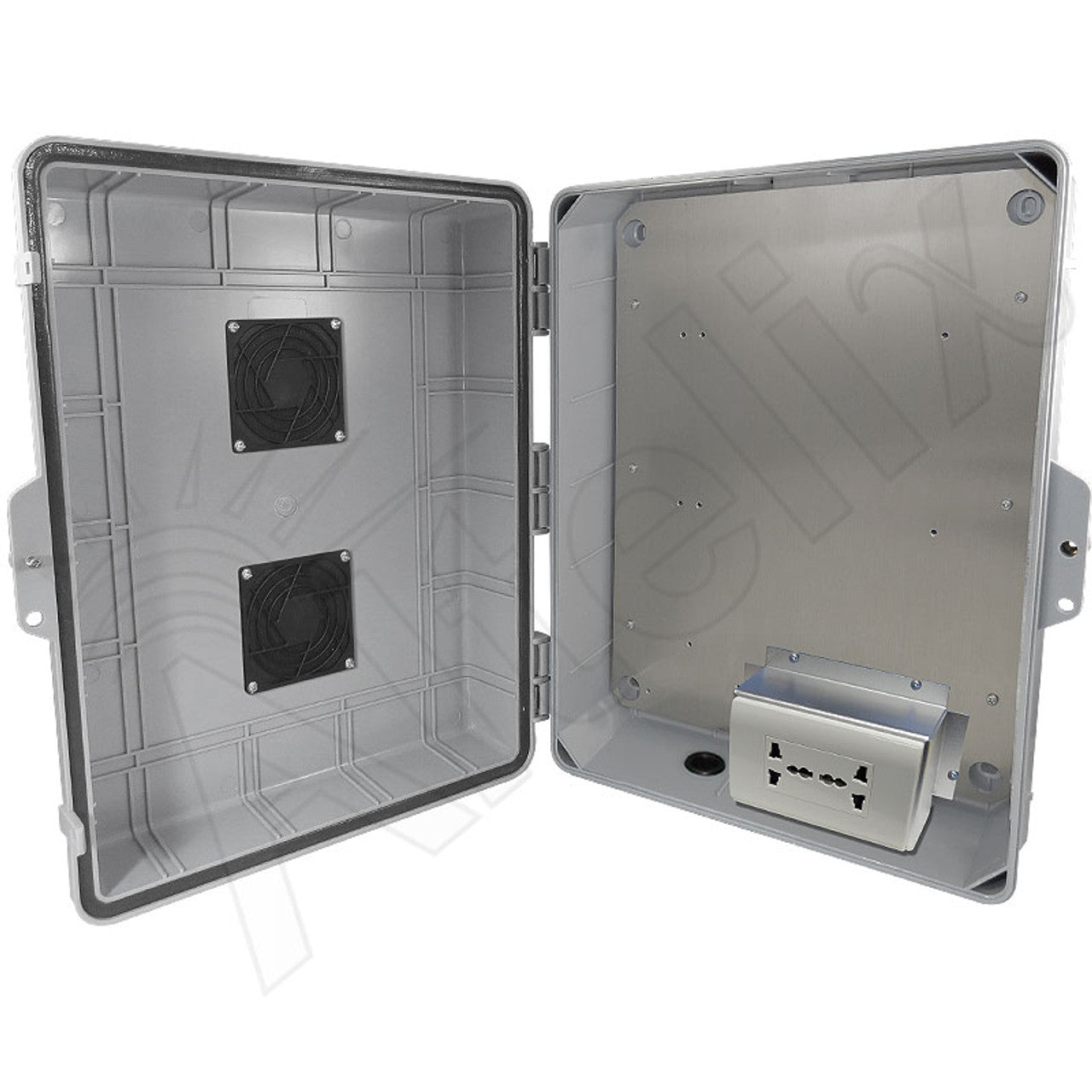 Altelix 17x14x6 Vented Polycarbonate + ABS Weatherproof NEMA Enclosure with 100-240 VAC Universal Power Outlet