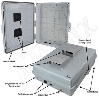 Altelix 17x14x6 PC + ABS Weatherproof Vented NEMA Enclosure with Hinged Door - 0