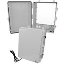 Altelix 17x14x7 Polycarbonate + ABS NEMA 4X RF Transparent Outdoor WiFi Enclosure with No-Drill PVC Equipment Mounting Plate, 120 VAC Outlets & Power Cord-1