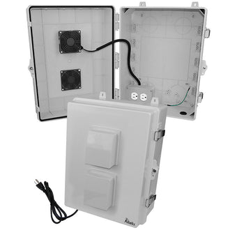 Altelix 17x14x7 Polycarbonate + ABS Vented RF Transparent Outdoor WiFi Enclosure with Cooling Fan, 120 VAC Outlets & Power Cord