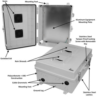 Altelix 17x14x7 Polycarbonate + ABS Vented Enclosure with Aluminum Equipment Mounting Plate - 0
