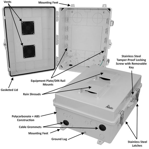 Altelix 17x14x7 Polycarbonate + ABS Vented RF Transparent Outdoor WiFi Enclosure