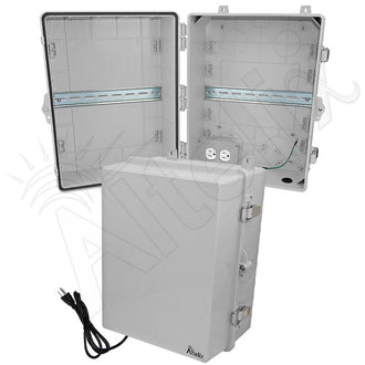 Altelix 17x14x9 Polycarbonate + ABS NEMA 4X DIN Rail Enclosure with 120 VAC Outlets & Power Cord