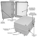 Altelix 17x14x9 Polycarbonate + ABS NEMA 4X RF Transparent Outdoor WiFi Enclosure with No-Drill PVC Equipment Mounting Plate-2