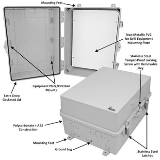 Altelix 17x14x9 Polycarbonate + ABS NEMA 4X RF Transparent Outdoor WiFi Enclosure with No-Drill PVC Equipment Mounting Plate - 0