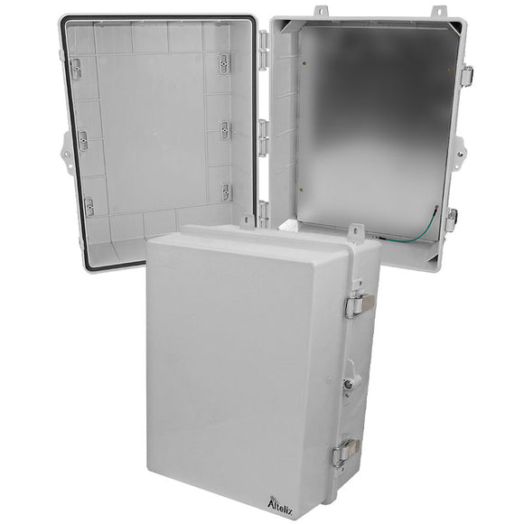 Altelix 17x14x9 Polycarbonate + ABS NEMA 4X Enclosure with Aluminum Equipment Mounting Plate