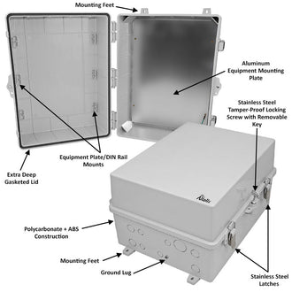 Altelix 17x14x9 Polycarbonate + ABS NEMA 4X Enclosure with Aluminum Equipment Mounting Plate - 0