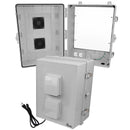 Altelix 17x14x9 Polycarbonate + ABS Vented RF Transparent Outdoor WiFi Enclosure with No-Drill PVC Equipment Mounting Plate, 120 VAC Outlets & Power Cord-1