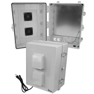 Altelix 17x14x9 Polycarbonate + ABS Vented Enclosure with Aluminum Equipment Mounting Plate, 120 VAC Outlets & Power Cord