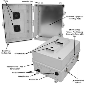 Altelix 17x14x9 Polycarbonate + ABS Vented Enclosure with Aluminum Equipment Mounting Plate - 0