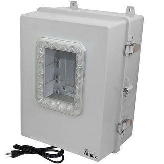 Altelix Windowed 120VAC Enclosure - Polycarbonate + ABS NEMA 4X Enclosure with Window, 120VAC Outlets & Power Cord