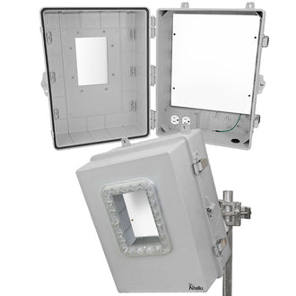Altelix Windowed Aimable 120VAC Enclosure - Polycarbonate + ABS NEMA 4X Directional Enclosure with Window, Tilt-and-Swivel Mount, 120VAC Outlets & Power Cord