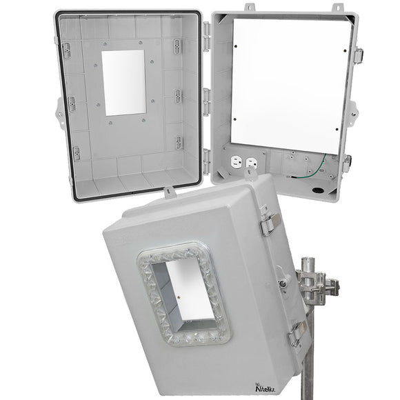 Altelix Windowed Aimable 120VAC Enclosure - Polycarbonate + ABS NEMA 4X Directional Enclosure with Window, Tilt-and-Swivel Mount, 120VAC Outlets & Power Cord