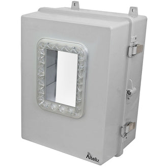 Altelix Windowed Enclosure - 17x14x9 Polycarbonate + ABS NEMA 4X Weatherproof Enclosure with Vertical Viewing Window and PVC Non-Metallic Equipment Mounting Plate