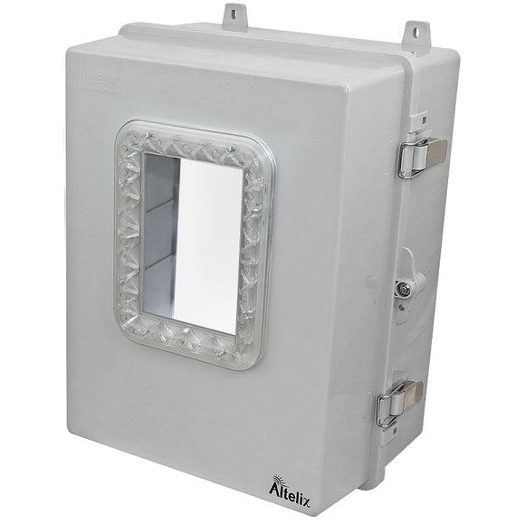 Altelix Windowed Enclosure - 17x14x9 Polycarbonate + ABS NEMA 4X Weatherproof Enclosure with Vertical Viewing Window and PVC Non-Metallic Equipment Mounting Plate