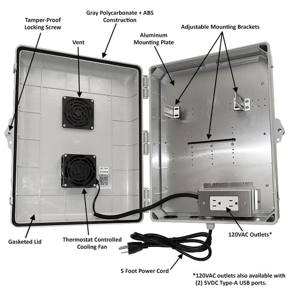 Altelix Enclosure for SuperBOX S5 Max, S5 Pro, S6 Max and S6 Ultra with Cooling Fan, 120VAC Outlets and Power Cord