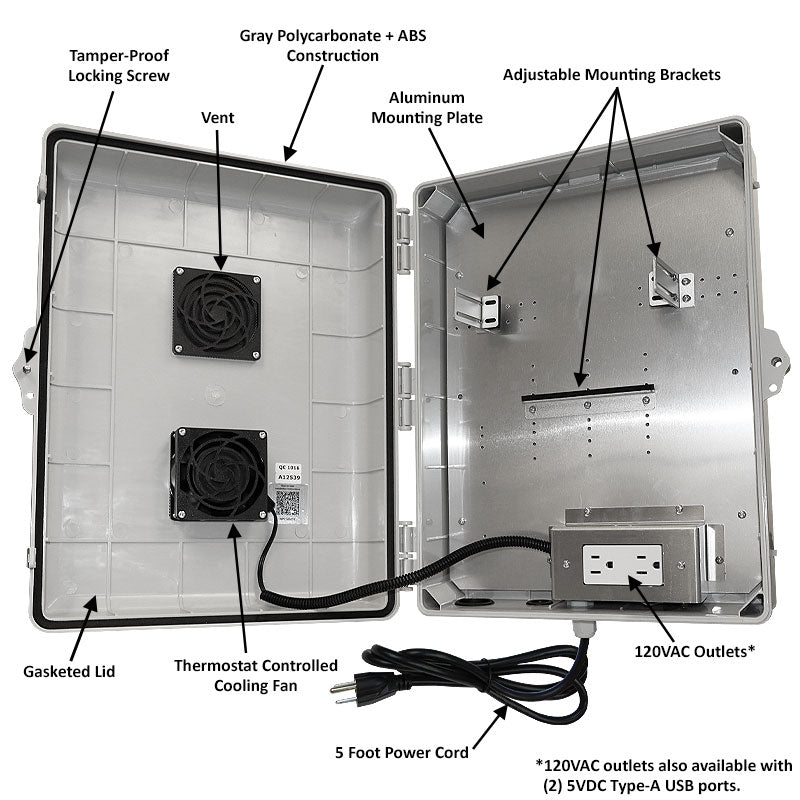 Altelix Enclosure for SuperBOX S5 Max, S5 Pro, S6 Max and S6 Ultra with Cooling Fan, 120VAC Outlets and Power Cord - 0