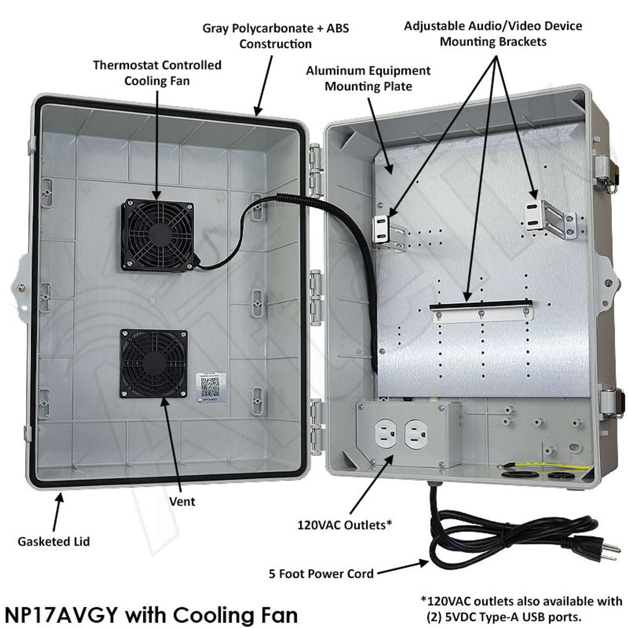 Altelix Weatherproof Audio Video Enclosure with Universal Equipment Mo ...