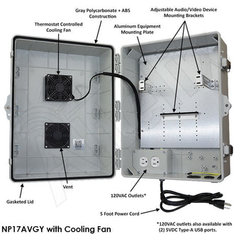 Altelix Weatherproof Audio Video Enclosure with Universal Equipment Mounting and 120 VAC Outlets