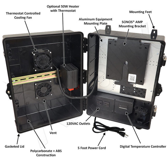 Altelix Weatherproof Enclosure for SONOS® AMP with 120 VAC Outlets and Power Cord