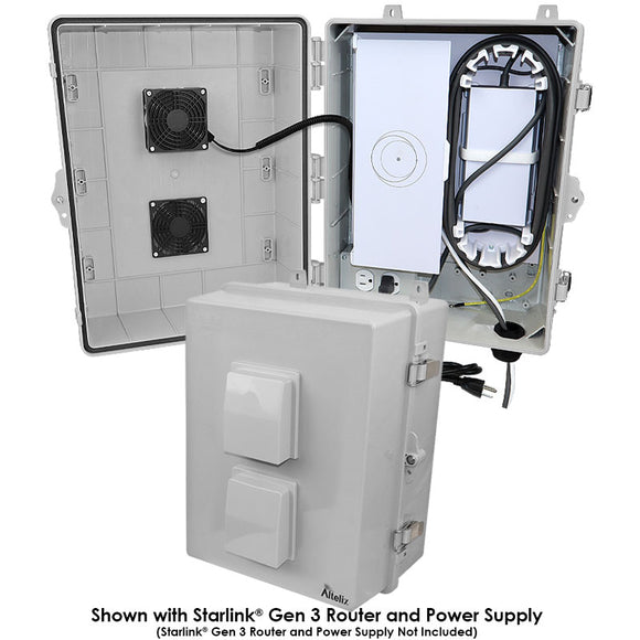 Altelix Fan Cooled Weatherproof Starlink® Gen 3 Enclosure with with 120 VAC Outlets and Power Cord