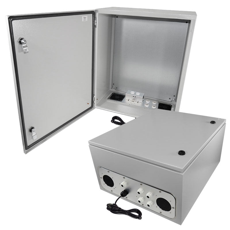 Altelix Vented Steel Weatherproof NEMA Enclosure with Single 120 VAC Duplex Outlet and Power Cord