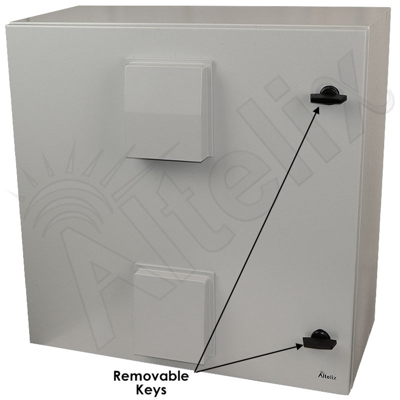 Altelix 24x24x12 Steel Weatherproof NEMA Enclosure with Dual Door Mounted Cooling Fans, Dual 120 VAC Duplex Outlets and Power Cord