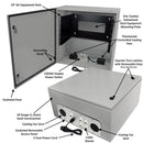 Altelix 24x24x12 19" Wide 6U Rack Steel Weatherproof NEMA Enclosure with Dual Cooling Fans, Single 120 VAC Duplex Outlet and Power Cord-2