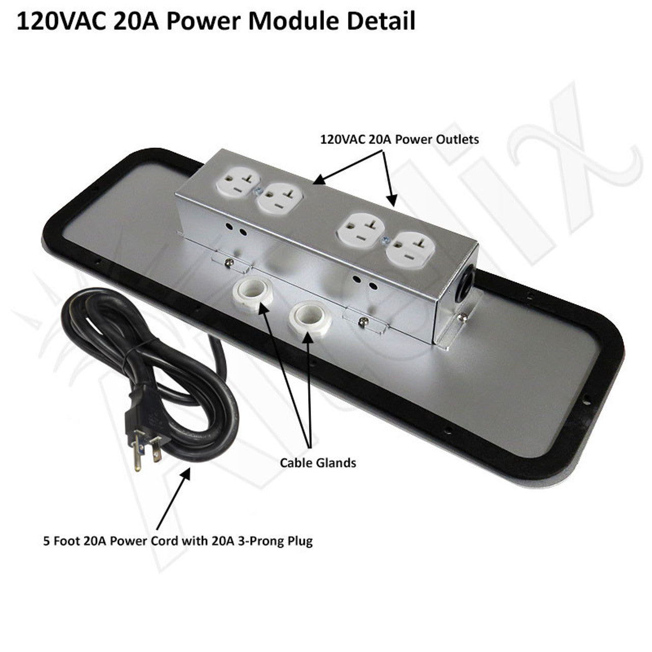 Altelix 24x24x16 120VAC 20A Stainless Steel NEMA 4X Enclosure for UPS Power Systems with 19" Wide 6U Rack, 20A Power Outlets and Power Cord