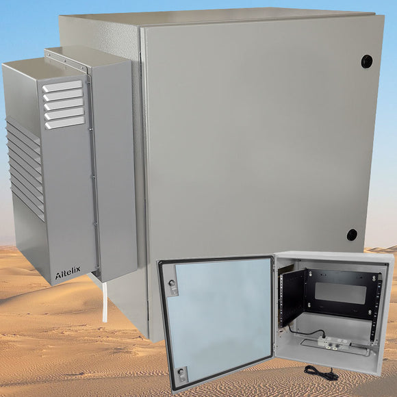 Altelix Air Conditioned Enclosure with Heat and 6U Equipment Rack - Steel Weatherproof NEMA 4X Rated with 120VAC Power Outlets