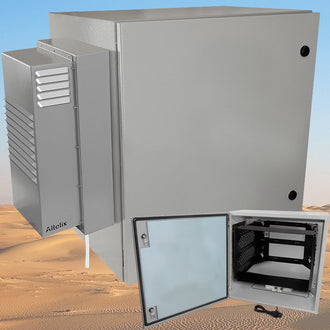 Altelix Air Conditioned Enclosure with Heat and 8U Equipment Rack - Steel Weatherproof NEMA 4X Rated with 120VAC Power Outlets - 0