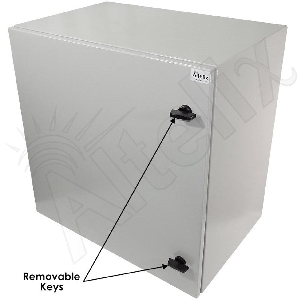 Altelix 24x24x16 Vented Steel Weatherproof NEMA Enclosure with Heavy Duty 19" Wide Adjustable 8U Rack Frame