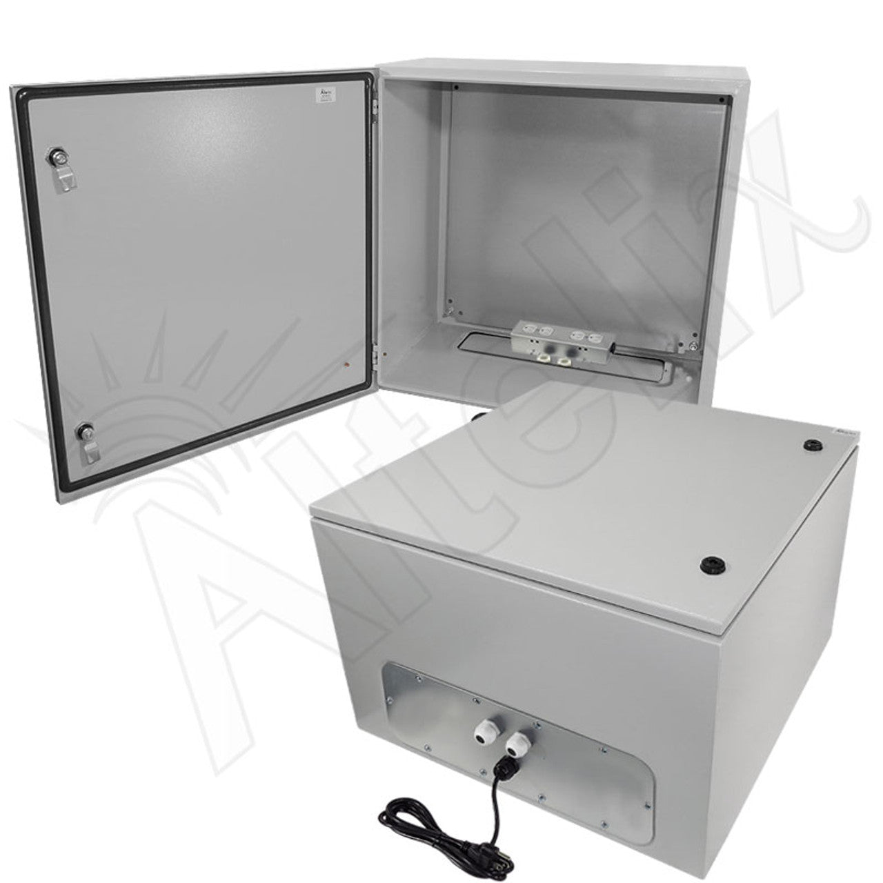 Altelix NEMA 4X Steel Weatherproof Enclosure with 120 VAC Outlets and Power Cord