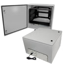 Altelix NEMA 4X Steel Weatherproof Enclosure with Heavy Duty 19" Wide Adjustable 8U Rack Frame, Single 120 VAC Duplex Outlet and Power Cord-1