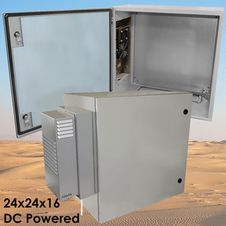 Altelix DC Powered Air Conditioned Enclosure with Heat - 24x24x16 Steel Weatherproof NEMA 4X Rated, 12VDC, 24VDC, 48VDC - 0
