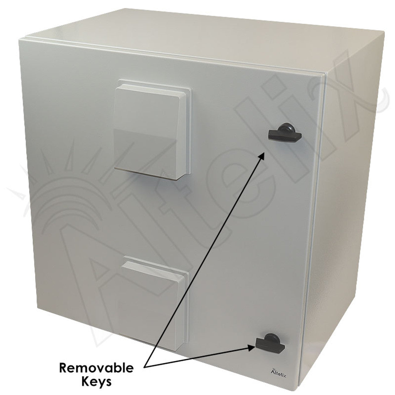 Altelix 24x24x16 Steel Weatherproof NEMA Enclosure with Dual Door Mounted Cooling Fans, Dual 120 VAC Duplex Outlets and Power Cord