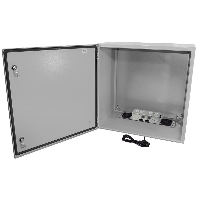 Altelix Steel Weatherproof NEMA Enclosure with Dual 120 VAC Duplex Outlets and Power Cord