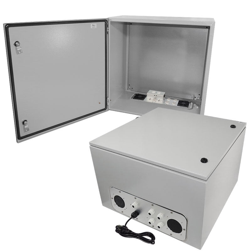 Altelix Vented Steel Weatherproof NEMA Enclosure with Single 120 VAC Duplex Outlet and Power Cord