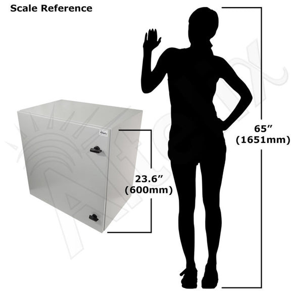 Altelix 24x24x16 19" Wide 6U Rack Stainless Steel Weatherproof NEMA Enclosure with Dual Cooling Fans, 120 VAC Outlets and Power Cord