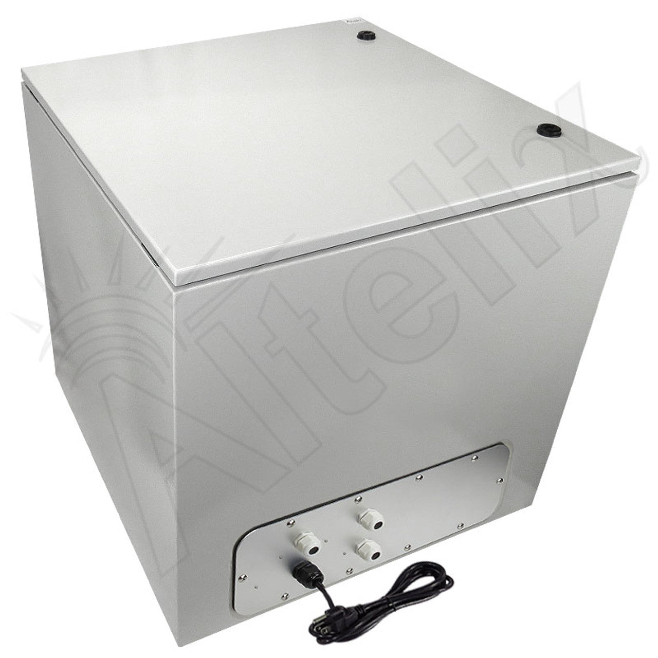 Altelix 24x24x24 NEMA 4X Steel Weatherproof Enclosure with Single 120 VAC Duplex Outlet and Power Cord